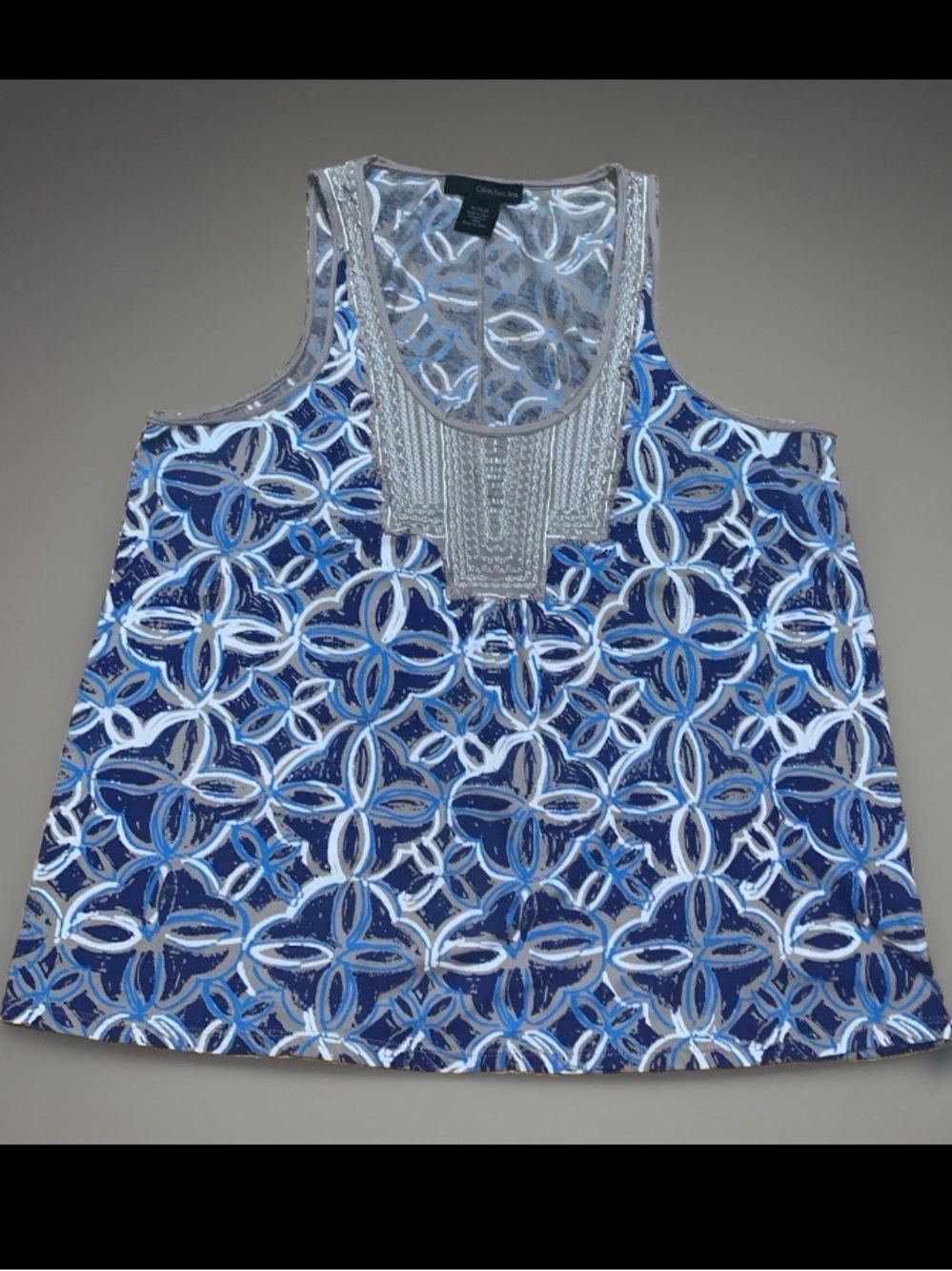 Calvin Klein Jeans Sleeveless Tunic Top with Metallic Neckline
